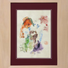 Eitempera, Aquarellfarbe, Bunt- und Aquarellstift auf Papier,
Lindenholzrahmen Vintage 42,5x54cm